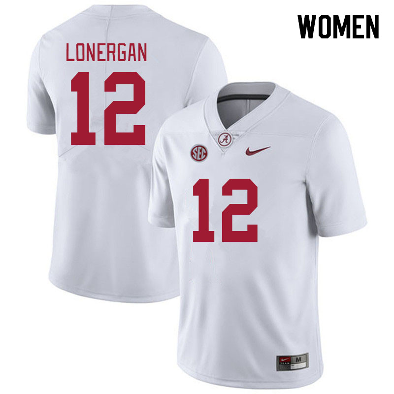 Women #12 Dylan Lonergan Alabama Crimson Tide College Footabll Jerseys Stitched-White